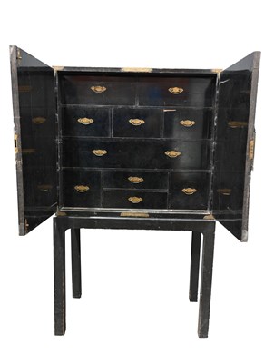 Lot 369 - A Chinese export black lacquer cabinet on...