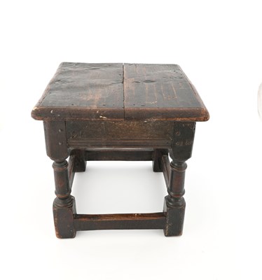 Lot 364 - An oak joint stool, probably 17th century,...