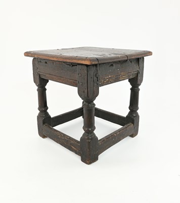 Lot 365 - An oak joint stool, probably 17th century,...