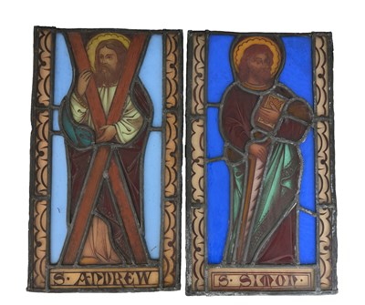 Lot 269 - A pair of Gothic Revival stained glass panels,...