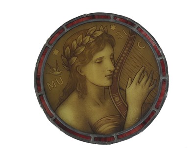 Lot 267 - A Pre Raphaelite stained glass panel, circa...