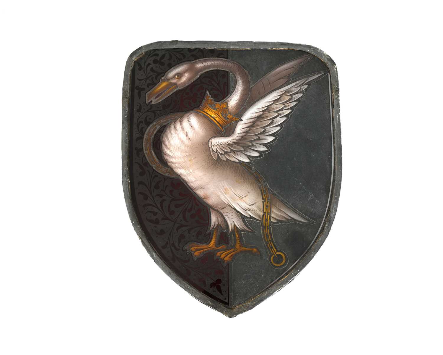Lot 268 - An Arts and Crafts stained glass shield form