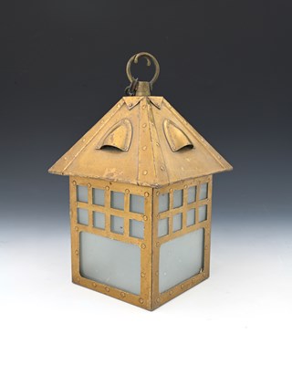 Lot 264 - A Glasgow School Arts and Crafts brass lantern...