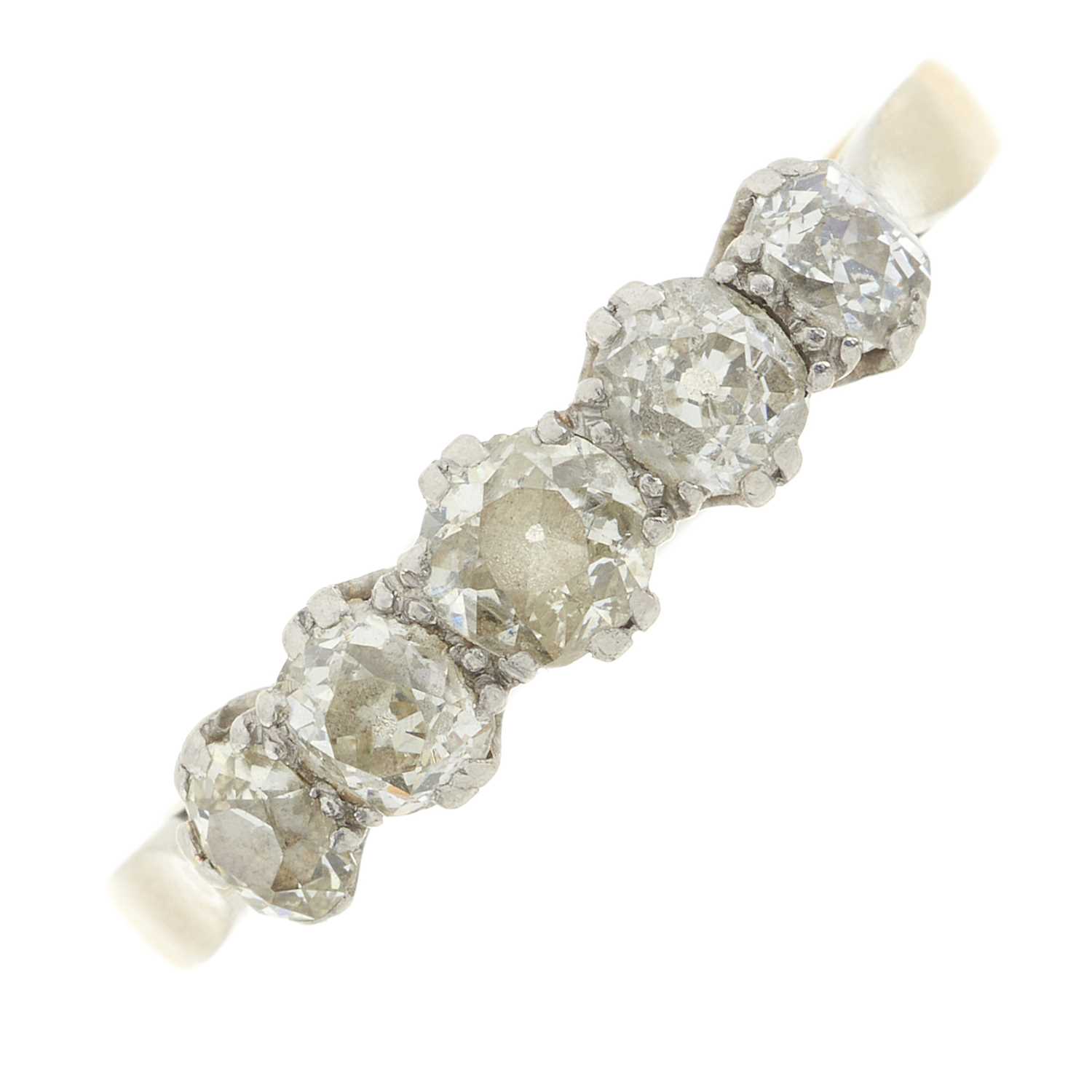 Lot 186 - An old-cut diamond five-stone ring