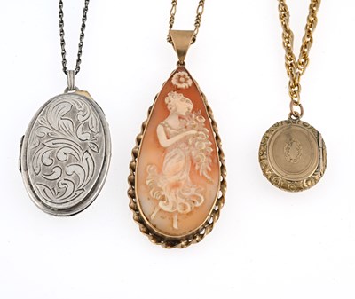 Lot 312 - Three pendants, with chain