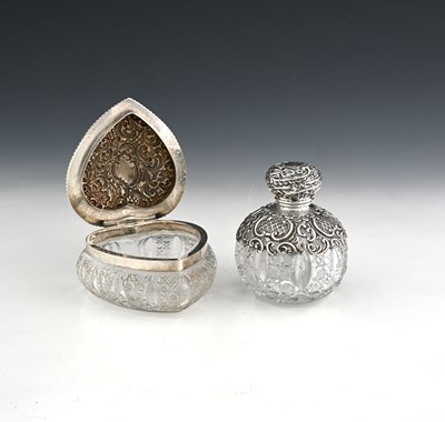 Lot 155 - A Victorian silver-mounted cut glass scent...