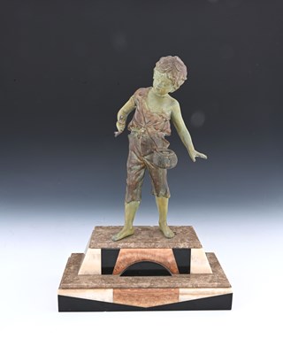 Lot 284 - An Art Deco patinated art metal figure of a...