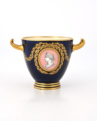 Lot 839 - Kerr and Binns, a Worcester twin handled cup,...