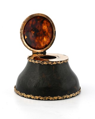 Lot 131 - An Edwardian tortoiseshell inkwell, with...