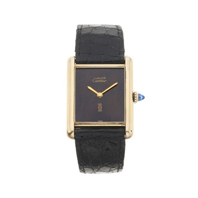 Lot 271 - Cartier - A Must De Cartier Tank wrist watch with an 18ct gold Piaget clasp