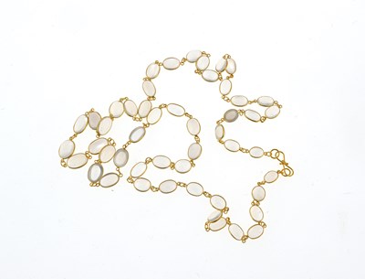 Lot 62 - A 14ct gold moonstone line necklace