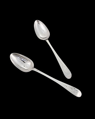 Lot 143 - Two George III Scottish silver tablespoons,...