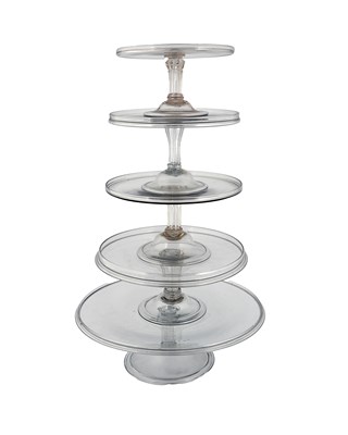 Lot 408 - A George II clear glass tazza pyramid, circa...