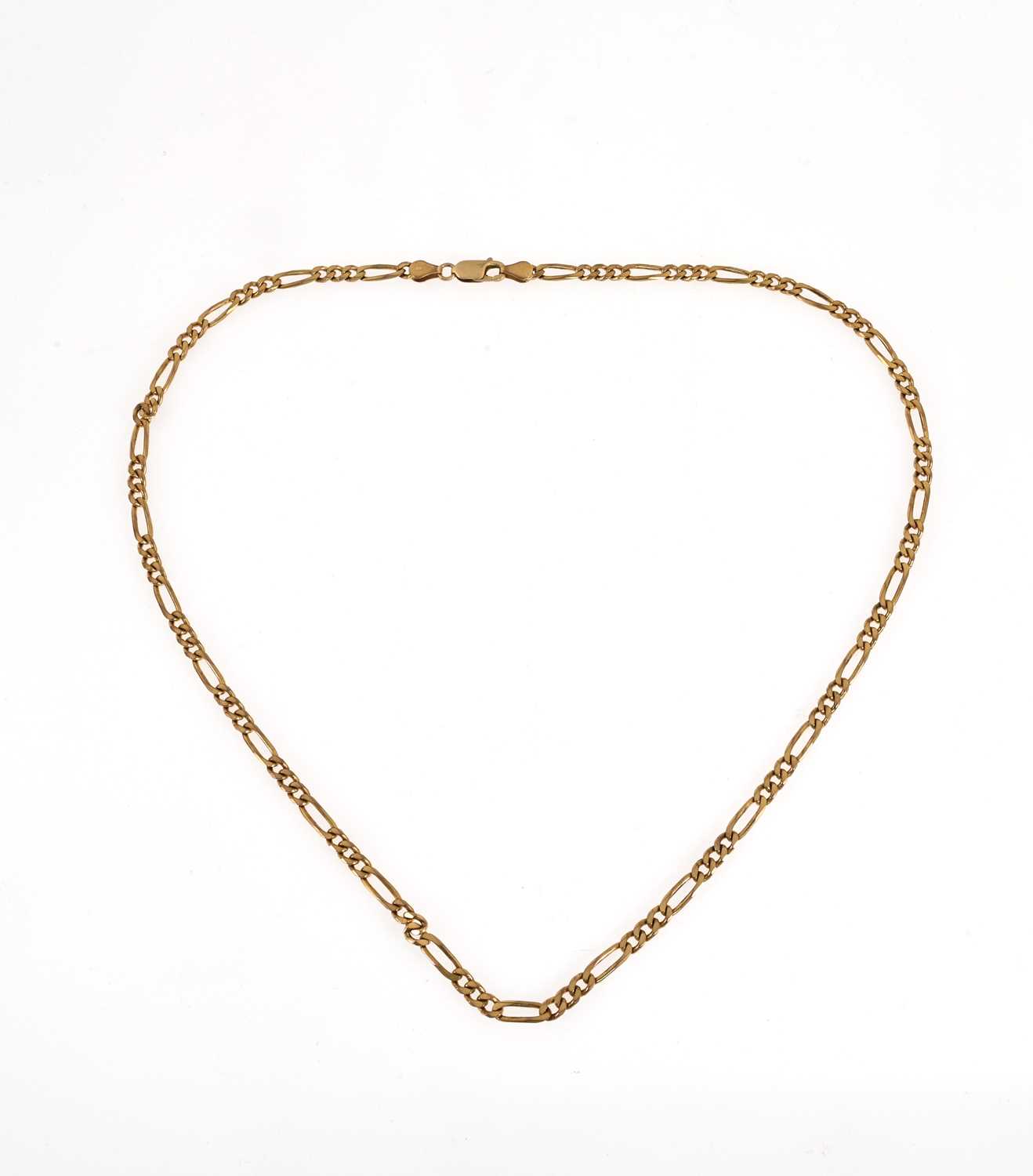 Lot 59 - A 9ct gold flat figaro-link chain