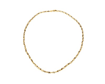 Lot 66 - An 18ct bi-colour gold fancy-link chain necklace