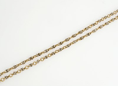 Lot 66 - An 18ct bi-colour gold fancy-link chain necklace