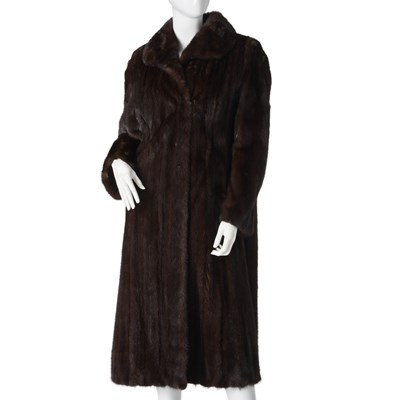 Lot 572 - A full-length dark ranch mink coat.