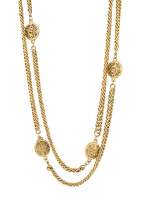 Lot 385 - Chanel, a vintage lion medallion necklace.