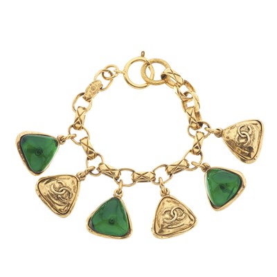 Lot 387 - Chanel, a vintage Gripoix charm bracelet.