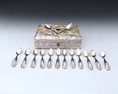 Lot 165 - A nineteenth-century mother-of-pearl casket...