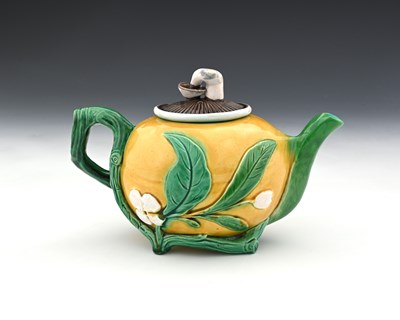 Lot 816 - A Minton Majolica teapot, 1862, modelled in...