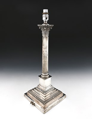 Lot 178 - A George V silver Corinthian column lamp base,...