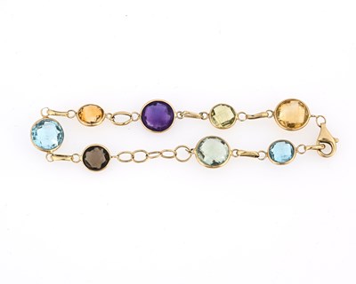 Lot 12 - A 14ct gold multi-gem bracelet