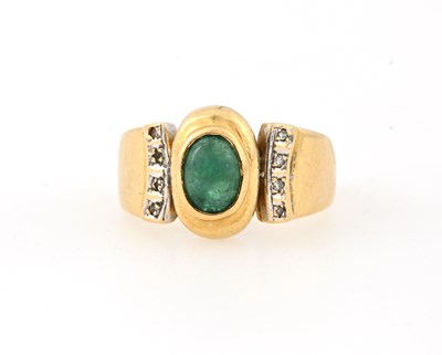 Lot 54 - An 18ct gold emerald and diamond dress ring