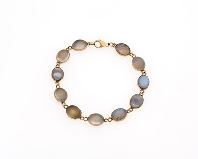 Lot 24 - A 9ct gold feldspar line bracelet