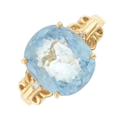 Lot 54 - An 18ct gold blue tourmaline and diamond dress ring