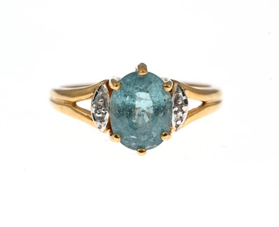 Lot 14 - An 18ct gold blue tourmaline and diamond dress ring