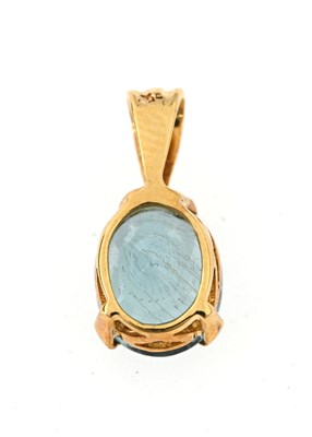 Lot 3 - An 18ct gold blue tourmaline single-stone pendant