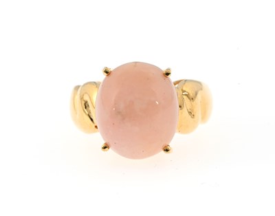 Lot 42 - An 18ct gold pink opal single-stone ring