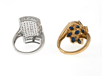 Lot 30 - Two 9ct gold sapphire and diamond dress rings