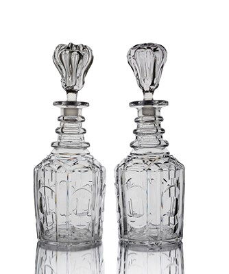 Lot 532 - A pair of William IV cut glass decanters,...