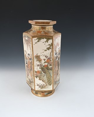 Lot 429 - A large Japanese Satsuma vase, hexagonal...