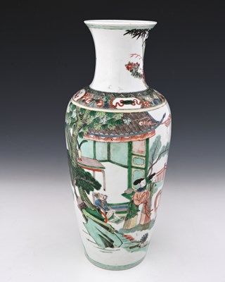 Lot 419 - A Chinese famille verte vase, shouldered form,...