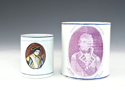 Lot 832 - Two commemorative Nelson mugs, one printed...