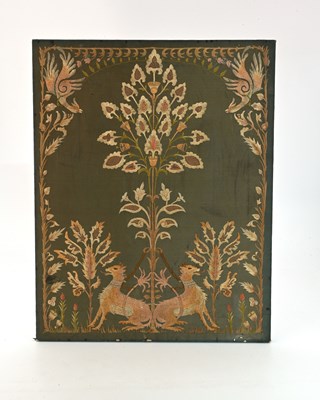 Lot 272 - A Georgian textile panel, embroidered in...