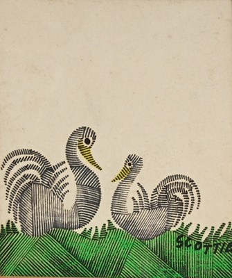 Lot 552 - Scottie Wilson (Scottish 1888-1972), Two Ducks,...