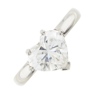 Lot 86 - A platinum heart-shape diamond single-stone ring