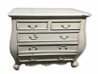 Lot 362 - A French-style bombe chest of drawers, two...