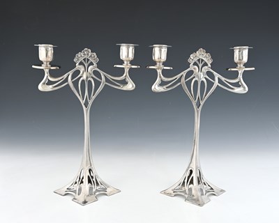 Lot 235A - WMF, a pair of Jugendstil silver plated...