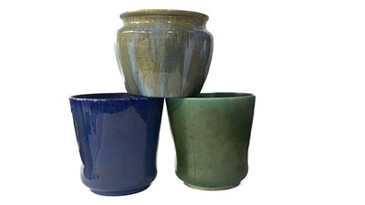 Lot 595 - Ruskin Pottery, three Souffle glazed...