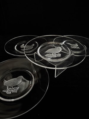 Lot 183 - A set of four Val St Lambert glass plates,...