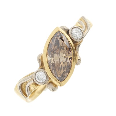 Lot 182 - An 18ct gold coloured diamond and diamond dress ring