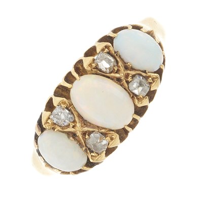 Lot 131 - An Edwardian 18ct gold opal and diamond dress ring