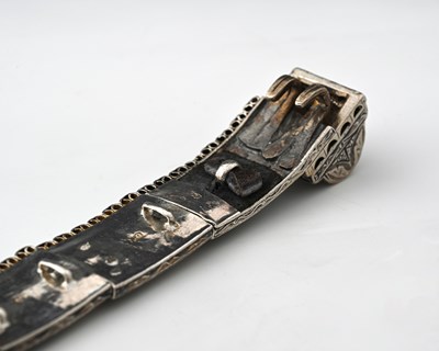 Lot 406 - A Russian silver niello enamel belt