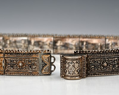 Lot 406 - A Russian silver niello enamel belt