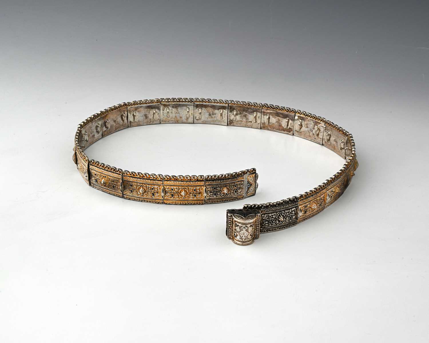 Lot 406 - A Russian silver niello enamel belt